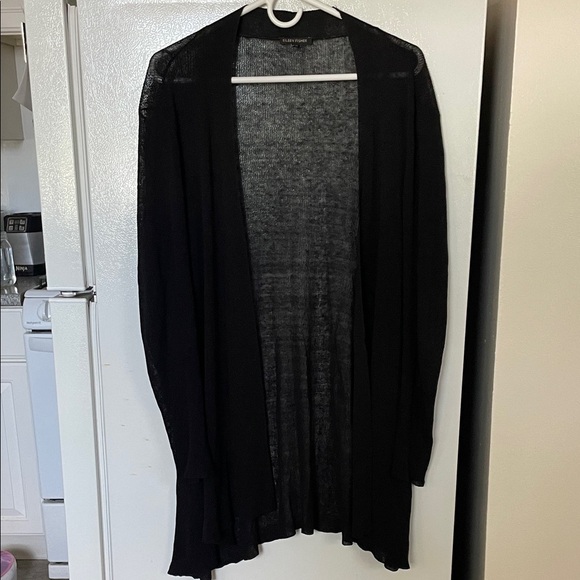 Eileen Fisher Large Italian Yarn Linen Blend Open-Front Cardigan - Picture 1 of 8